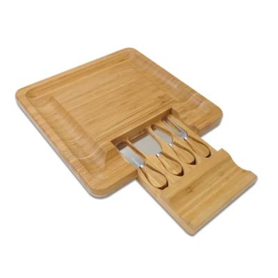 China Disposable Eco Friendly Bamboo Cheese Cutting Board For Kitchen With Cutlery Set for sale