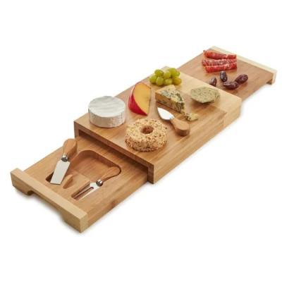 China Sustainable Bamboo Cheese Clipping Board With Bamboo Drawer Product for sale