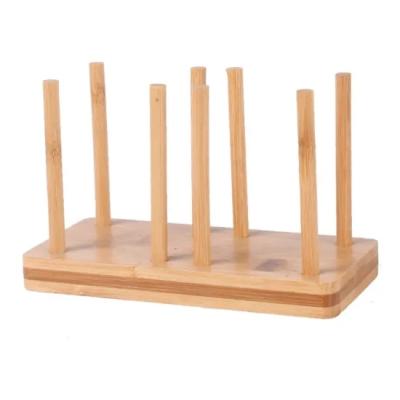 China Space Saving Bamboo Wooden Rack Countertop Sustainable Bamboo Drying Rack Drying For Dish Dish Bowl Cup for sale