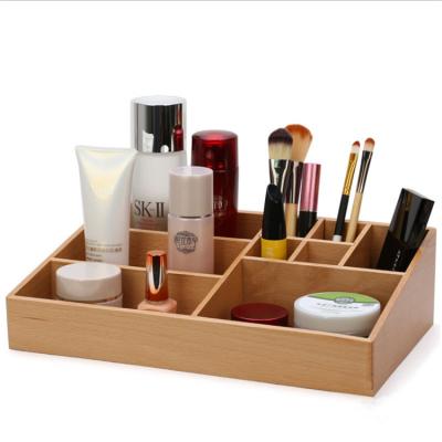 China Eco-friendly Wooden Makeup Case Organizer Wooden Dressing Box Makeup Brushes Storage Box for sale