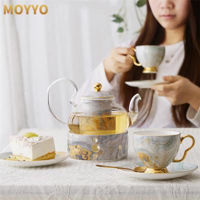 China Morden Luxury Ceramic Sets Colorful Bird Decal Tea Coffee Cup And Saucer Set for sale