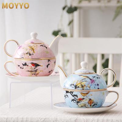 China Morden Material Luxury Bone China Tea Coffee Cup Large Pot Set Water Kettle With Saucer for sale