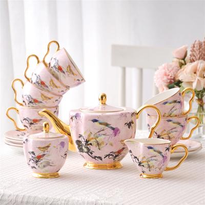 China Sustainable Good Selling Rose Goldspink Marble Set Cute Cafe Tea Sets for sale