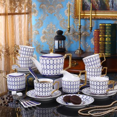 China Luxury Ceramic Morden Bone China Tea Cups Mug Pots Sets For Tea Coffee for sale