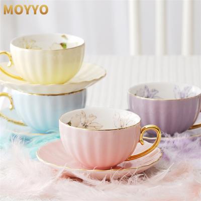 China Sustainable Ceramic Cup Bone China Creative Coffee Cups Set Saucer for sale