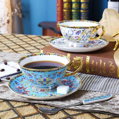 China Sustainable New Style Color Glaze Porcelain Ceramic Coffee Cup Saucer With Spoon for sale