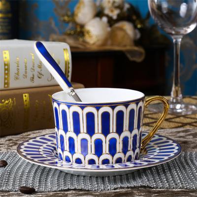 China Sustainable British Style Ceramics Cups Black Coffee Cup With Saucer for sale