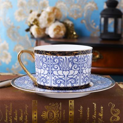 China Viable High Quality Bone China Red Blue Cup Ceramic Coffee Mug Set for sale