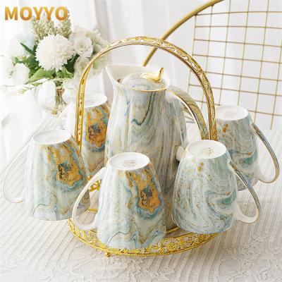 China Morden Kettle Tea Set Luxury Hot Selling Exquisite Ceramic Water Bottle With Stand for sale