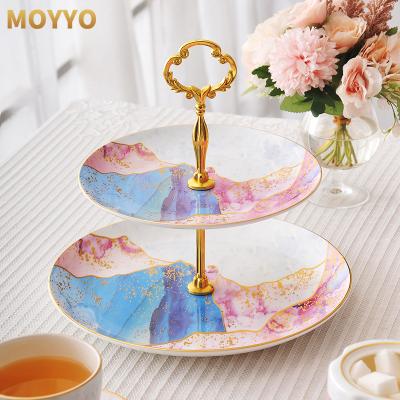 China High Quality Porcelain Eco - Friendly 2 Layer Snack Table Dessert Cake Display Stand for sale