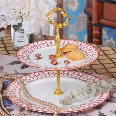 China Various Styles 2 Tier Eco - Friendly Red Food Cake Dessert Stand For Wedding for sale