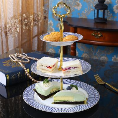 China Eco-Friendly Bone China 3 Tier Luxury Hot-Product Dessert Cake Stand Set for sale