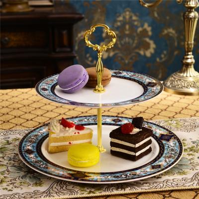 China Eco-friendly Luxury Ceramic Courtyard Style Buffet Display Cake Dessert Stand for sale