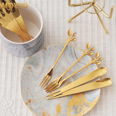 China Minimalist Mature Modern Handwork Stainless Steel Gold Fork Set for sale