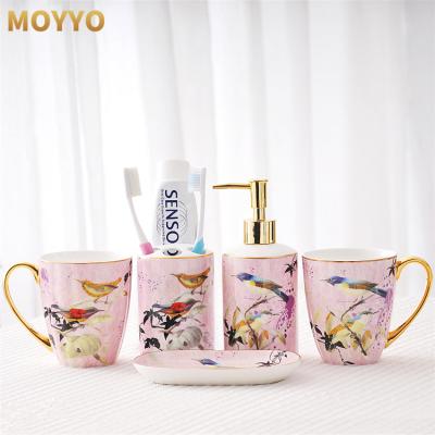 China Luxury Morden Lotion Bottle Toothbrush Holder Gargle Cup Soap Dish Bathrooms Sets Set Of Five Bathroom Accessories for sale