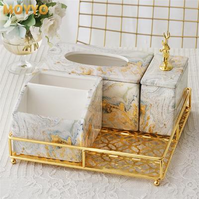 China Morden Luxury New Design Various Styles Gold Paper Tissue Box Set With Cover for sale