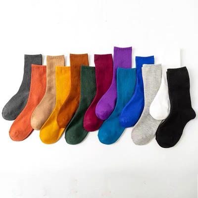 China Autumn Winter Socks Pure Color Breathable Women Socks Lady Slouch Socks for sale