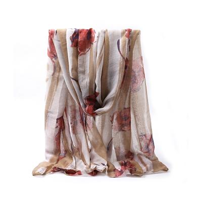 China BLS004 Cotton Printed Cotton Voile Square Scarf Voile Printed Scarf Cotton Voile Printed Scarf for sale