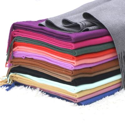 China HC-FYR005 Cashmere Low Price Stock Winter Cashmere Wool Scarf Pure Color Scarf With Tassel Scarf for sale