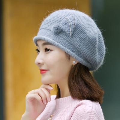 China 2018 Winter Trendy ladies woollen knitted hats with MOQ only need 3 pcs,elegant design hats for sale