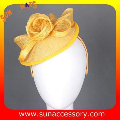 China 0908 Elegant design yellow sinamay fascinators hats for ladies  ,Fancy Sinamay fascinator  from Sun Accessory for sale