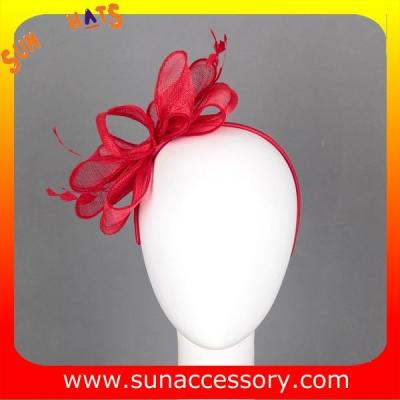 China 0910 Elegant design  red sinamay fascinators hats for ladies  ,Fancy Sinamay fascinator  from Sun Accessory for sale