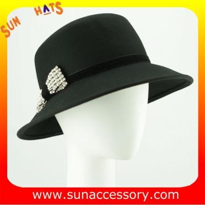 China 2046 Sun Accessory black wool felt winter mid brim ladies hats ,Shopping online hats and caps wholesaling for sale