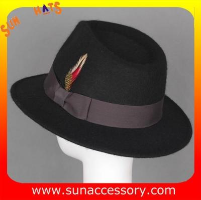 China 5880477 Sun Accessory customized  winner  fashion 100% wool felt fedora hats, unisex hats and caps wholesaling for sale