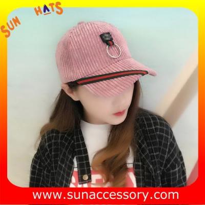 China QF17046 Sun Accessory customized corduroy baseball cap, embroidered logo on the cap for sale