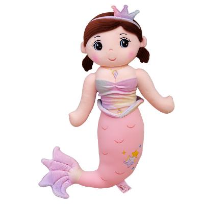 China Girls Gift Battery Operated OEM Toy Multi Color Cartoon Mermaid Plush Doll With Crown Customization Logo Stuffed Toys for sale