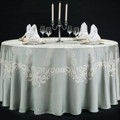 China Waterproof Reversible Digital Jacquard Banquet Polyester Tablecloth For Hotel for sale