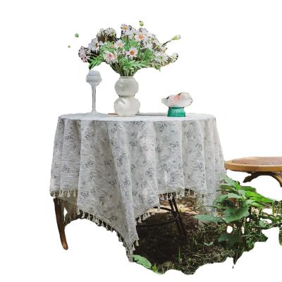 China Modern pastoral floral pattern cotton round rectangle tablecloth linen decoration for strewn wedding home for sale