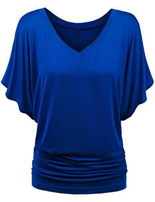 China Amazon Factory Sale Custom Batwing Sleeve Breathable V-Neck T-shirt Women Tops for sale