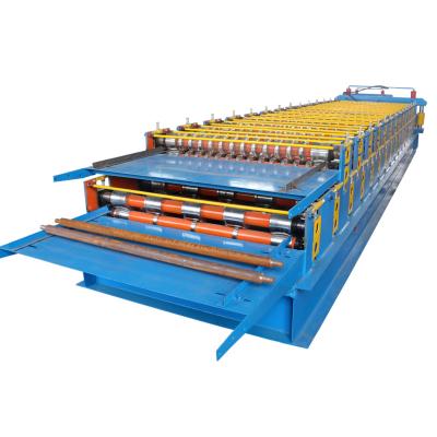 China Hotels Roofing Sheets Machine Roof Sheet Making Machine Double Layer Roll Forming Machine for sale