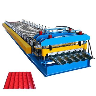 China Hotels Corrugated Aluminum Sheet Metal Glazed Tile Roof Making Roll Forming Machine for sale