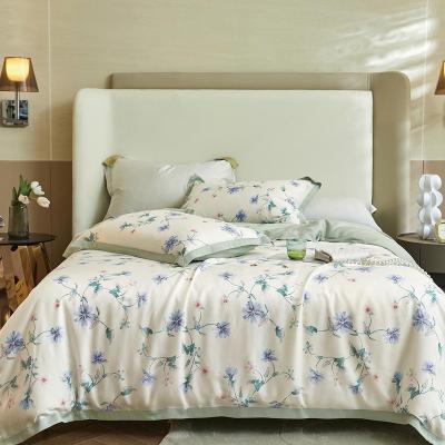 China Viable Wholesale High Quality Luxury Tencel 4pcs Modal Printed Duvet Cover Bedding Set for sale