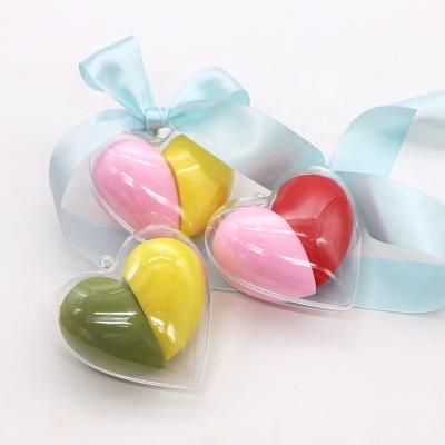 China Wedding Gift Super Soft Heart Shape Super Soft Microfiber Latex Free Powder Puff Makeup Sponge Blender Set Cosmetic Tools for sale