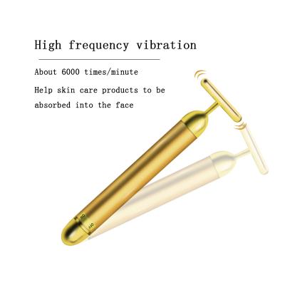 China Good Quality Bar 24K Gold Pulse Beauty T-shape Blood Vessels Removal Mini Face Massager Facial Manufacturer From China for sale