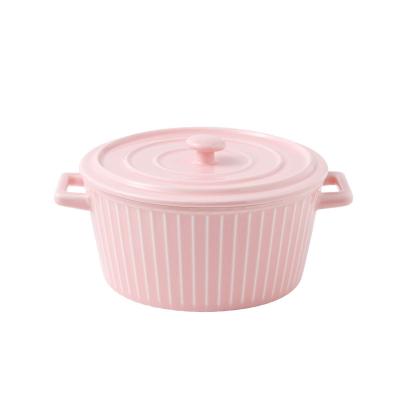 China Wholesale Durable Eco - Friendly New Ceramic Bowl With Lid Salad Bowl With Handle Big Soup Bowl for sale