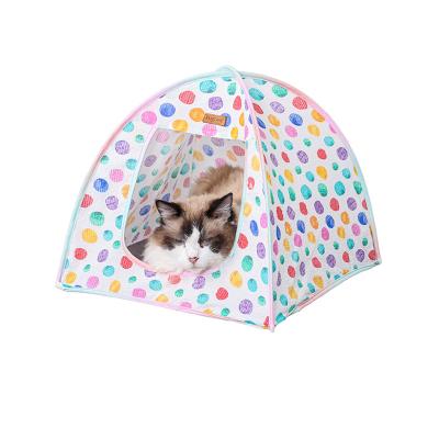 China Wholesale Summer Breathable Colorful Dot Tent Breathable Cat Nest Dog Tent Foldable Pet Sleeping Room Skin-friendly for sale