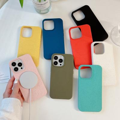 China Shockproof Biodegradable Wheat Straw Phone Case For Iphone 14 Magsafes Biodegradable Back Cover for sale