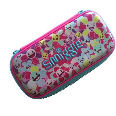 China Durable Custom 3D Full Printed PU Leather Cover Hard Shell Eva Smiggle Pencil Case With Compartment For Kids for sale