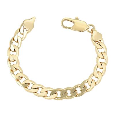 China Punk Color 14k Gold Plated Wholesale Jewelry Men's Bracelet Wholesale Fashion Jewelry Gold Plated 316L Cuban Link Steel Figa for sale