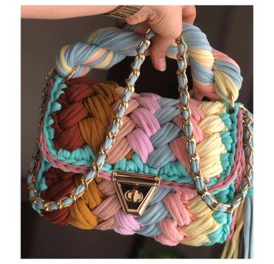 China Custom Handmade Knitted Crochet Handbags Crochet Shoulder Bag Tassel Girl Motion Sensing Bag T-shirt Bag Handwoven Yarn Handbag for sale