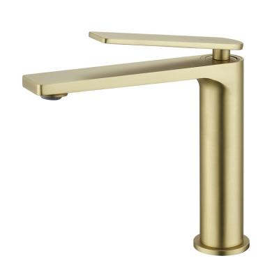 China Metered Faucets Single Handle Hole Brushed Gold Bathroom Basin Sink Tap Taps Mixer Faucet For Bathroom for sale