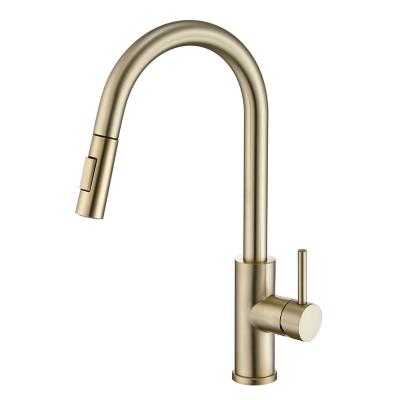 China Pull Down Spray Factory Customized Stainless Steel Gold Pull Down Spray Brass Sanitary Ware  Faucet Mixer Tap Kitchen Faucets, Mixers & Taps for sale