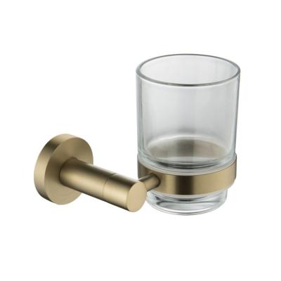 China Modern Retro Style Surface Single Cup Holder Glass Cups Metal Bathroom Accessories Toothbrush Tooth Cup Holder for sale