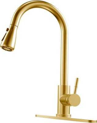 China Pull Out Spray Kitchen Faucet with Pull Down Sprayer High Arc Single Handle Stainless Steel for Kitchen Sink for sale