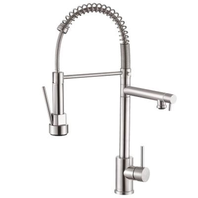 China Pull Out Spray Good Price 304 Stainless Steel Brushed Tap Kitchen Faucet with Pull Out Sprayer water tap 360 degree rotating faucet sprayer for sale