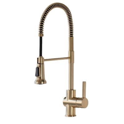 China Pull Out Spray Spring Faucet Fast Delivery High Quality Brass Gold Kitchen Faucet Sink Basin Pull Out Spray Kitchen Faucet for sale